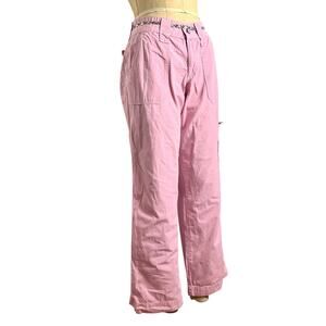True Grit Pink Wide Leg Cargo Pants Floral Button Y2K Size S